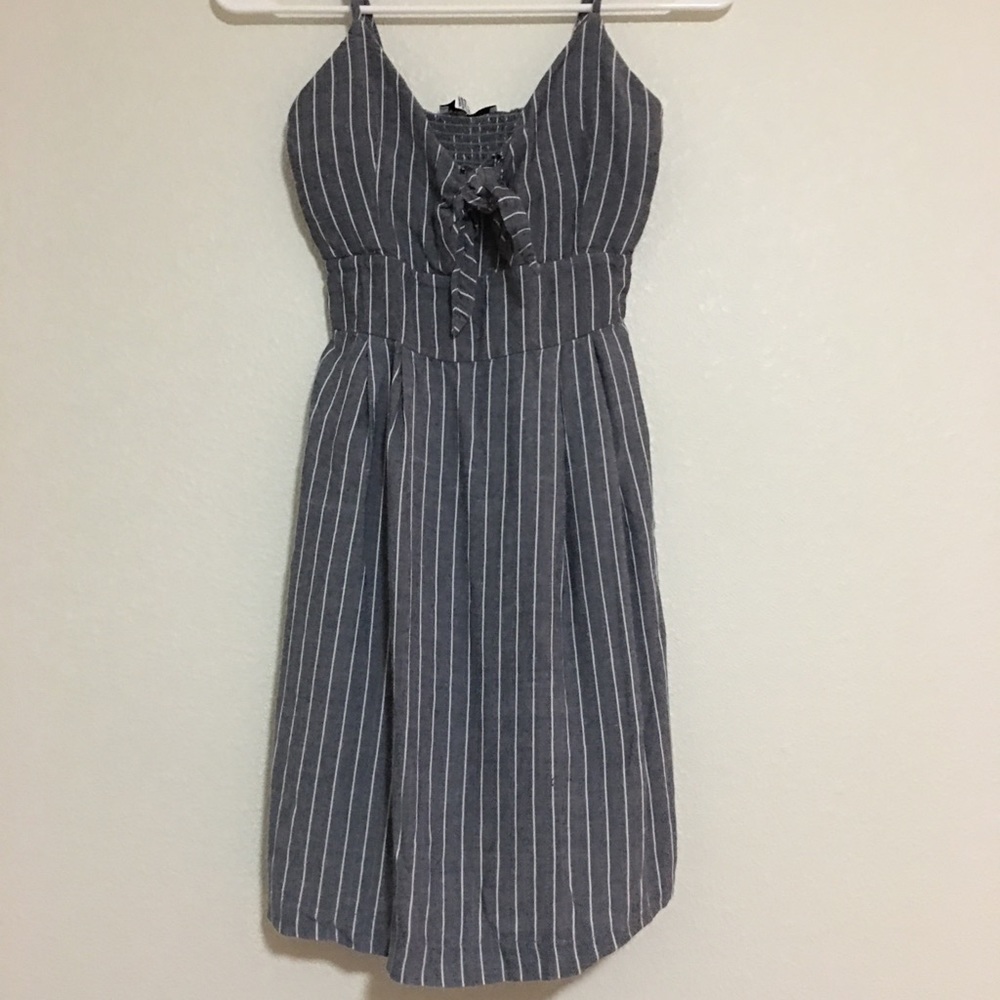 Grey and White Striped Dress